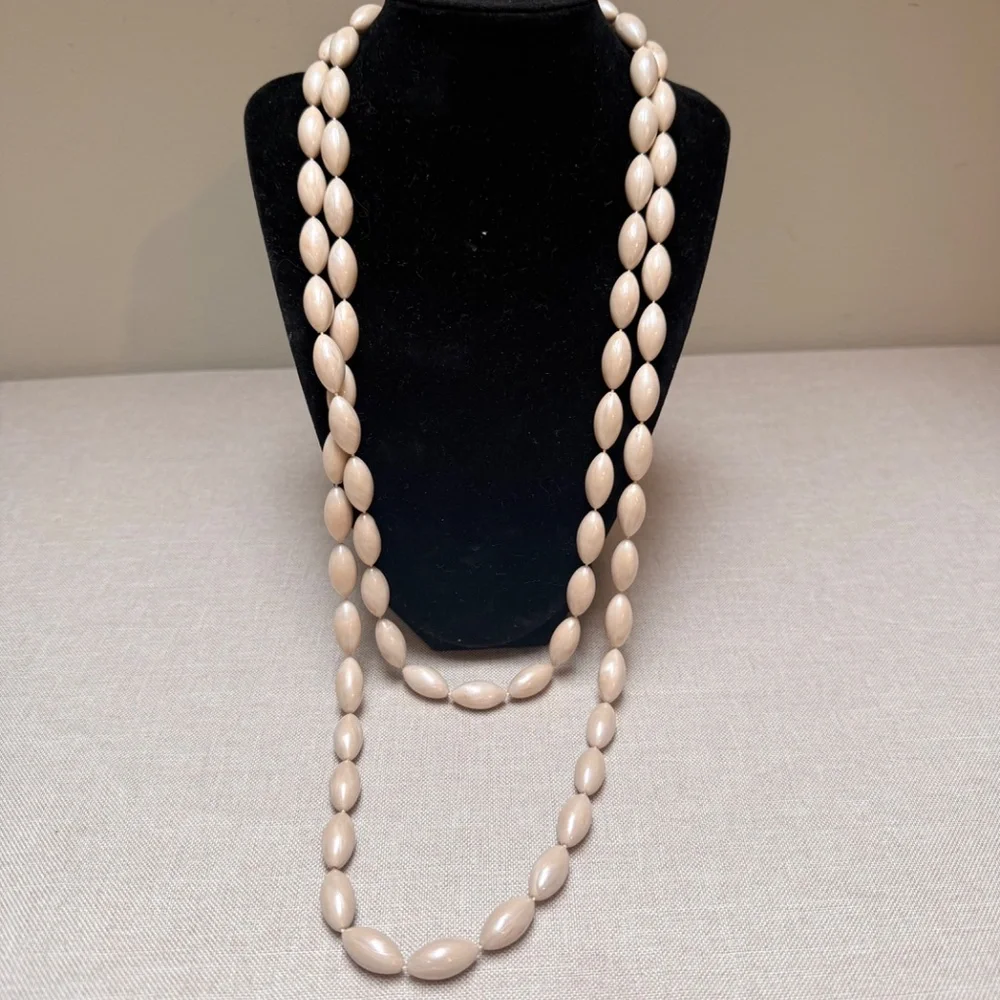 Vintage Long Blush Color Beaded Necklace